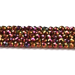 Plaqué Bourgogne Perles en verre electroplate, plein plaqué, ronde à facettes, Bourgogne plaqué, 2mm, Trou: 0.7mm, Environ 184~187 pcs/chapelet, 14.45'' (36.7 cm)