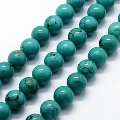 Howlite Natural Magnesite Beads Strands, Dyed & Heated, Round, 8mm, Hole: 0.8mm, about 47pcs/strand,  14.96 inch(38cm)