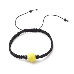 Tennis Acrylic Braided Bead Bracelet, Nylon Cord Adjustable Bracelet for Women, Tennis Pattern, Inner Diameter: 2-1/8~3-1/2 inch(5.5~8.8cm)
