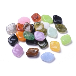 Mixed Color Acrylic Beads, Imitation Gemstone Style, Rhombus, Mixed Color, 20mm long, 16mm wide, 9mm thick, hole: 2mm, about 384pcs/500g