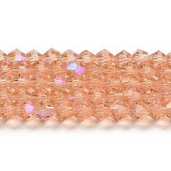 Marron Sablonneux Transparentes perles de verre de galvanoplastie brins, de couleur plaquée ab , facette, Toupie, Sandy Brown, 2mm, Environ 162~185 pcs/chapelet, 12.76~14.61 pouce (32.4~37.1 cm)