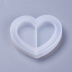White Shaker Mold, DIY Quicksand Jewelry Silicone Molds, Resin Casting Molds, For UV Resin, Epoxy Resin Jewelry Making, Heart, White, 45x51x8mm