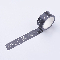 Negro Cintas de papel decorativas del libro de recuerdos de bricolaje, cintas adhesivas, luna, negro, 15 mm