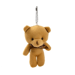 Amarilla Oscura Mini juguetes de peluche de animales de algodón pp, decoración colgante de oso, con la cadena de la bola, vara de oro oscuro, 150 mm