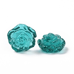 Bleu Vert Perles de fleurs au chalumeau faites à la main, rose, sarcelle, 18x18x9.5mm, Trou: 1~1.6mm