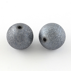 Gray Crapy Exterior Acrylic Beads, Round, Gray, 20mm, Hole: 2mm, about 105pcs/500g
