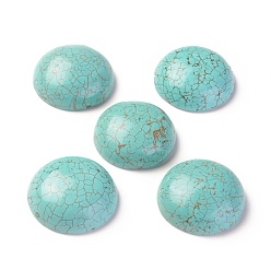 Turquoise Natural Howlite Cabochons, Dyed, Half Round, Turquoise, 25x9mm