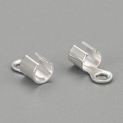 Silver Brass Cord Ends, Silver Color Plated, 10x5x3mm, hole: 2mm, Inner Diameter: 3mm