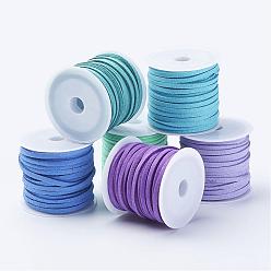 Color mezclado Cordón del ante de imitación, conjuntos de encaje de imitación de gamuza, color mezclado, 3x1.5 mm, aproximadamente 5.46 yardas (5 m) / rollo, 6 rollo / bolsa