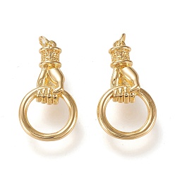 Oro Colgantes de latón, con anillos de salto, larga duración plateado, puño con anillo, dorado, 28x14.5x5 mm, anillo de salto: 5x0.8 mm, 3.3 mm de diámetro interior.