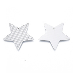 Stainless Steel Color 304 Stainless Steel Pendants, Star, Stainless Steel Color, 36x38x1mm, Hole: 1.8mm