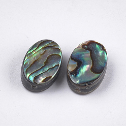Green Abalone Shell/Paua Shell Beads, Oval, Green, 12x8x3.5~4mm, Hole: 1mm