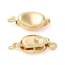 Real 18K Gold Plated Brass Box Clasps, 1-Strand, 2-Hole, Oval, Nickel Free, Real 18K Gold Plated, 7.8x17x5.7mm, Hole: 1mm