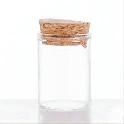 Clair Mini contenants de perles de bouteille en verre à haute teneur en borosilicate, souhaitant bouteille, avec bouchon en liège, colonne, clair, 4x3 cm, capacité: 15 ml (0.51 fl. oz)