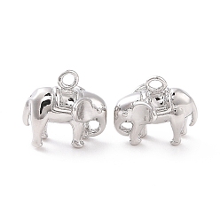 Real Platinum Plated Ion Plating(IP) Brass Pendants, Elephant, Real Platinum Plated, 10x11x8mm, Hole: 1.2mm