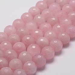 Розовый Кварц Природного розового кварца нитей бисера, граненые, круглые, 10 мм, отверстие : 1 мм, около 37 шт / нитка, 14.9 дюйм ~ 15.1 дюйм