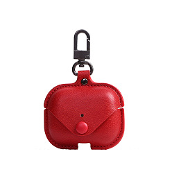 Roja Estuche de transporte para audífonos inalámbricos de imitación de cuero, bolsa de almacenamiento de auriculares, rojo, 52x65 mm