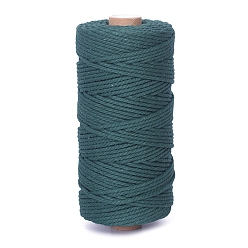 Teal 100M Round Cotton Braided Cord, for DIY Handmade Tassel Embroidery Craft, Teal, 3mm, about 109.36 Yards(100m)/Roll