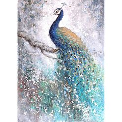 Peacock Наборы для алмазной живописи, включая акриловые стразы, алмазная липкая ручка, поднос тарелка и клей глина, павлин, 400x300 мм