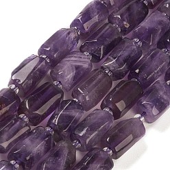 Amethyst Natural Amethyst Beads Strands, with Seed Beads, Faceted, Column, 5.5~7.5mm, Hole: 0.7mm, about 26~33pcs/strand, 15.67''~16.46''(39.8~41.8cm)