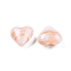 Pink Handmade Lampwork Beads, Pearlized, Pink, 16x16x8.5mm, Hole: 1.4mm
