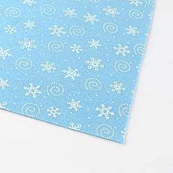 Bleu Ciel Clair Motif flocon de neige et hélice imprimé en feutre aiguille pour broderie en tissu non tissé pour bricolage, lumière bleu ciel, 30x30x0.1 cm, 50 pcs / sac