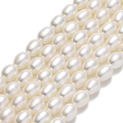 Lino Hilos de perlas de agua dulce cultivadas naturales, arroz, lino, 6.5~7x5~5.5 mm, agujero: 0.6 mm, sobre 54~56 unidades / cadena, 14.76'' (37.5 cm)