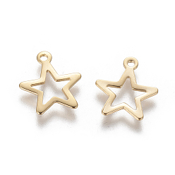 Golden 201 Stainless Steel Charms, Star, Golden, 15x12.5x0.5mm, Hole: 1.4mm