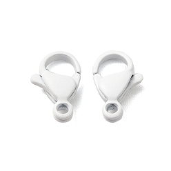 White Spray Painted 304 Stainless Steel Lobster Claw Clasps, White, 11x7x3mm, Hole: 1.4mm