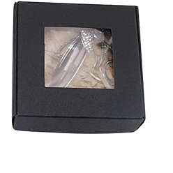 Black Square Paper Boxes with Clear Window, for Soap Packaging, Black, 7x7x3cm