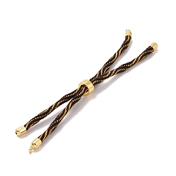 Coconut Brown Nylon Cord Silder Bracelets, for Connector Charm Bracelet Making, with Rack Plating Golden Brass Clasp, Long-Lasting Plated, Cadmium Free & Lead Free, Coconut Brown, 9-1/8x1/8 inch(23x0.3cm), Hole: 2mm