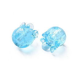 Голубой Прозрачные бусины лэмпворк ручной работы, с серебряным блеском, медуза, голубой, 8~9x8 мм, отверстие : 1~1.5 мм