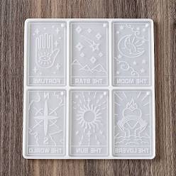 White The Sun/Star/World Tarot Card DIY Pendant Silicone Molds Set, Resin Casting Molds, for UV Resin, Epoxy Resin Jewelry Making, White, 148x136x6mm, Hole: 2.5mm, Inner Diameter: 70.5x41.5mm