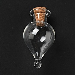 Clear Teardrop Glass Cork Bottles Ornament, Glass Empty Wishing Bottles, DIY Vials for Pendant Decorations, Clear, 3.6cm