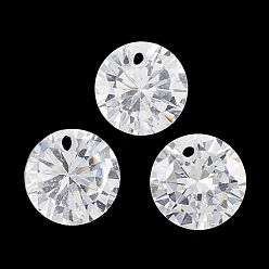 Clear Cubic Zirconia Charms, Faceted, Flat Round, Clear, 8x4.5mm, Hole: 1mm