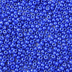 Royal Blue 6/0 Czech Opaque Glass Seed Beads, Lustered, Round, Royal Blue, 4x3mm, Hole: 1.2mm, about 500g/bag