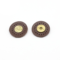 Chocolate Cattlehide Magnetic Buttons Snap Magnet Fastener, Flat Round, for Cloth & Purse Makings, Chocolate, 3x0.85cm