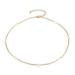 Oro Revestimiento iónico (ip) 304 collares de cadena tipo cable de acero inoxidable, con enlaces al corazón y broches pinza de langosta, dorado, 16 pulgada (40.5 cm)