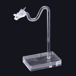 Clear Dragon Head Organic Glass Earring Display Stands, Jewelry Display Rack, Clear, 12.3x7.6x4.9cm
