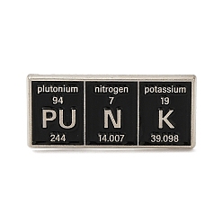 Black Chemical Element Enamel Pins, Platinum Tone Alloy Brooches for Backpack Clothes, Black, 14x31x1.5mm