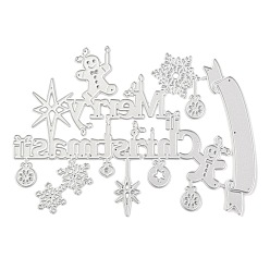 Platine Couteau de gaufrage en acier au carbone découpe pour gabarit de bricolage, carte de papier de bricolage décoratif, Motif à thème de Noël, platine, 10.5x14.5x0.1 cm, Trou: 0.9mm