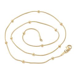 Oro Revestimiento al vacío 304 collares redondos de cadena de serpiente de acero inoxidable, con cuentas redondas, dorado, 17.71 pulgada (45 cm)