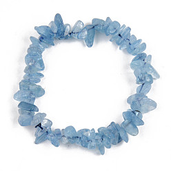 Aigue-marine Bracelets extensibles unisexes en perles d'aigue-marine naturelle, diamètre intérieur: 1-3/4~2 pouce (4.5~5 cm)