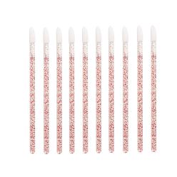Light Coral Flocking Disposable Lip Brush with Plastic Handle, Makeup Brush Lipstick, Lip Gloss Wands for Makeup Applicator Tool, Light Coral, 9.2cm