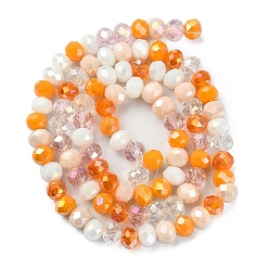 Dark Orange Electroplate Glass Beads Strands, Faceted, Rondelle, Dark Orange, 5.5~6x5mm, Hole: 1mm, about 90~92pcs/strand, 16.54 inch~16.93 inch(42~43cm)