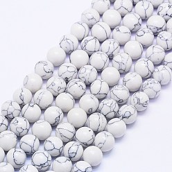 Howlita Hebras de perlas howlite sintética, teñido, rondo, 8 mm, agujero: 1 mm, sobre 48 unidades / cadena, 15.74 pulgada
