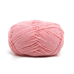 Pink 4-capas de hilo de algodón con leche, para tejer, tejido y crochet, rosa, 2~3 mm