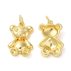 Real 18K Gold Plated Brass Pendants, Cadmium Free & Lead Free, Long-Lasting Plated, with Jump Ring, Bear Charm, Real 18K Gold Plated, 18x12x4mm, Hole: 3.6mm