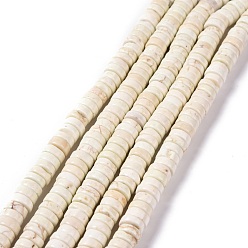 Howlite Natural Howlite Beads Strands, Flat Round, 8x3mm, Hole: 1mm, about 116pcs/strand, 15.35 inch(39cm)