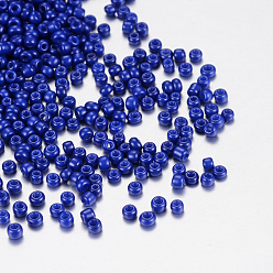 Azul Royal Hornear bolas de semillas de vidrio de pintura, azul real, 12/0, 1.5~2 mm, agujero: 0.5~1 mm, sobre 30000 unidades / bolsa